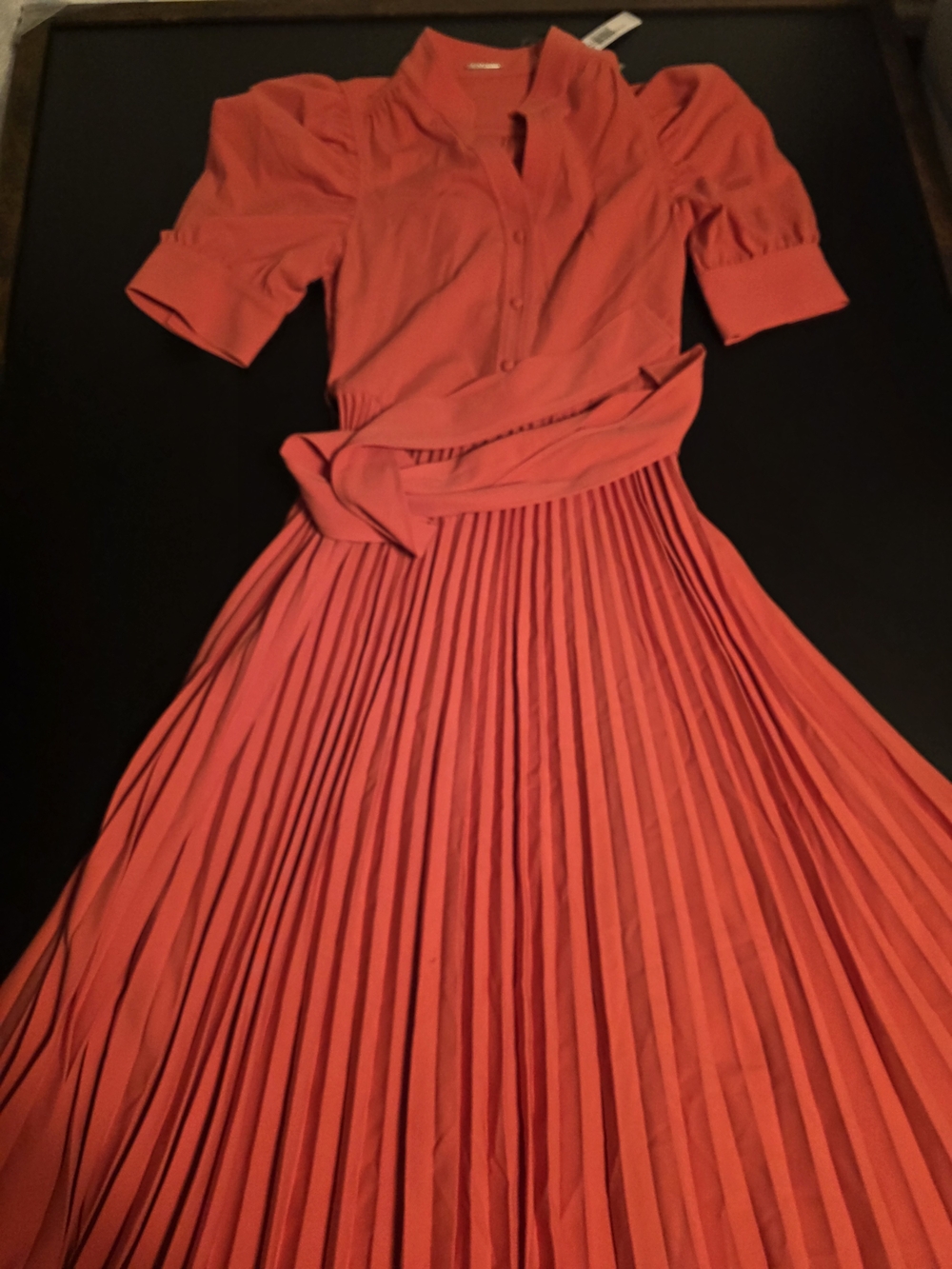 Hot Pink Pleated Shirt Dress - Elegant Women's Dress